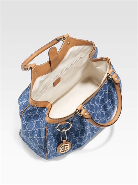 gucci medium sukey handbags|Gucci denim sukey bag.